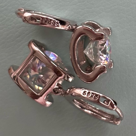 Moissanite Sterling Silver Huggie Drop Earrings 2ct total